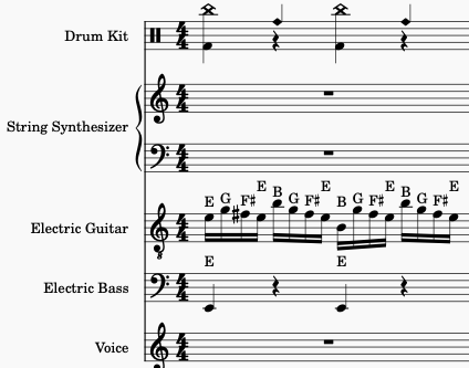 Measure 1 of the guitar solo from Teutonic Knights