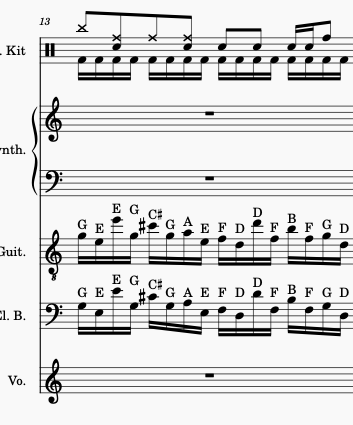 Measure 13 of the guitar solo from Teutonic Knights